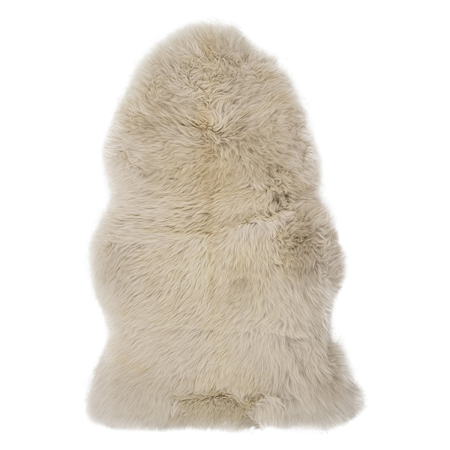 Textured detail of Molly the Sheepskin Mat in linen colour Merino wool