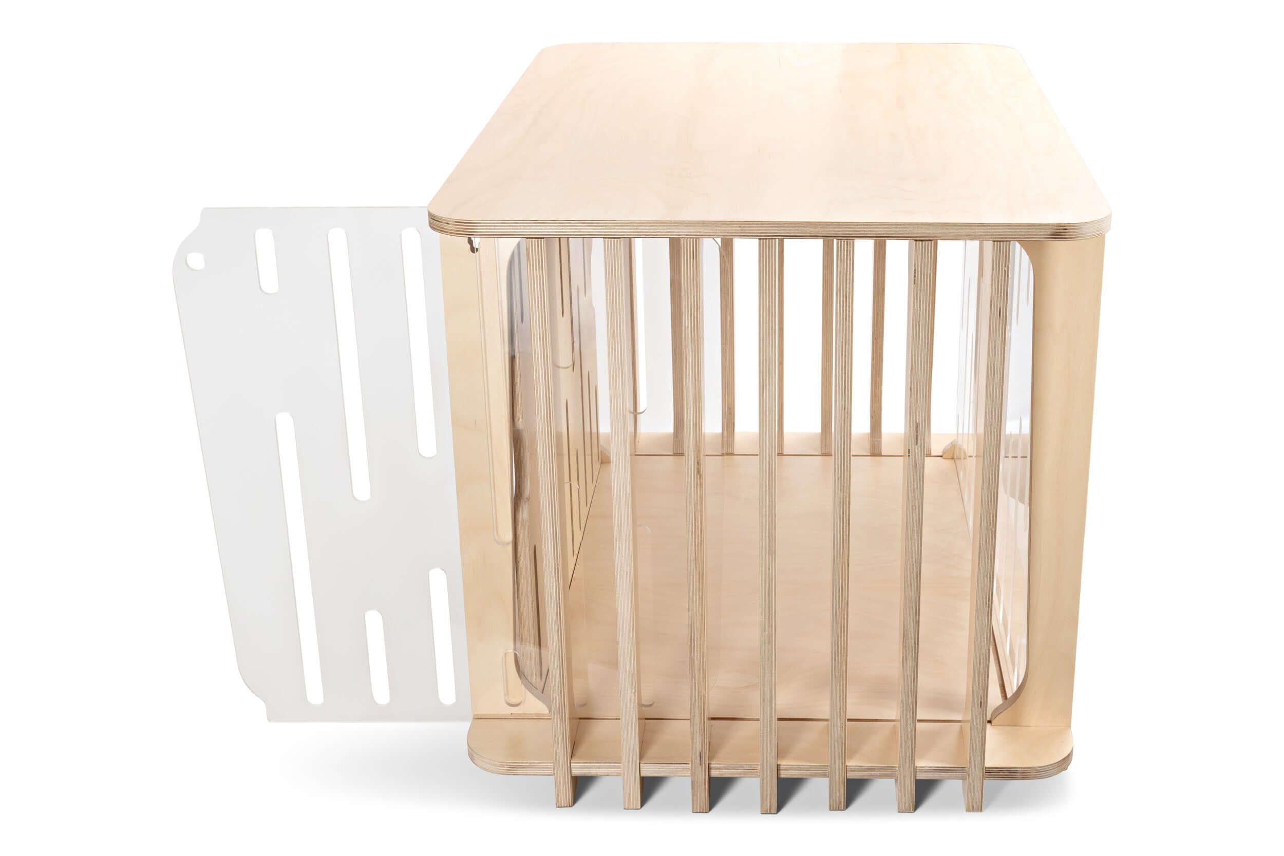 Durable acrylic chew-proofing screens for Teddy crate interior