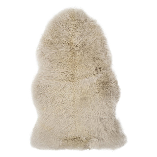 Textured detail of Molly the Sheepskin Mat in linen colour Merino wool