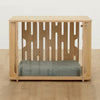 Small Teddy dog crate with peppa plump crate mat in sage with no castor wheels