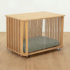 Large Teddy dog crate with sage peppa plump mat and castor wheels | swatch_birch