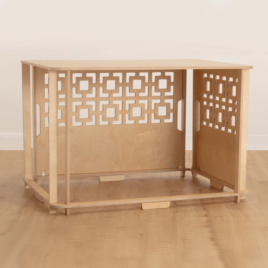 Empty Busta crate cover in XL with breeze block pattern on back and side panel 