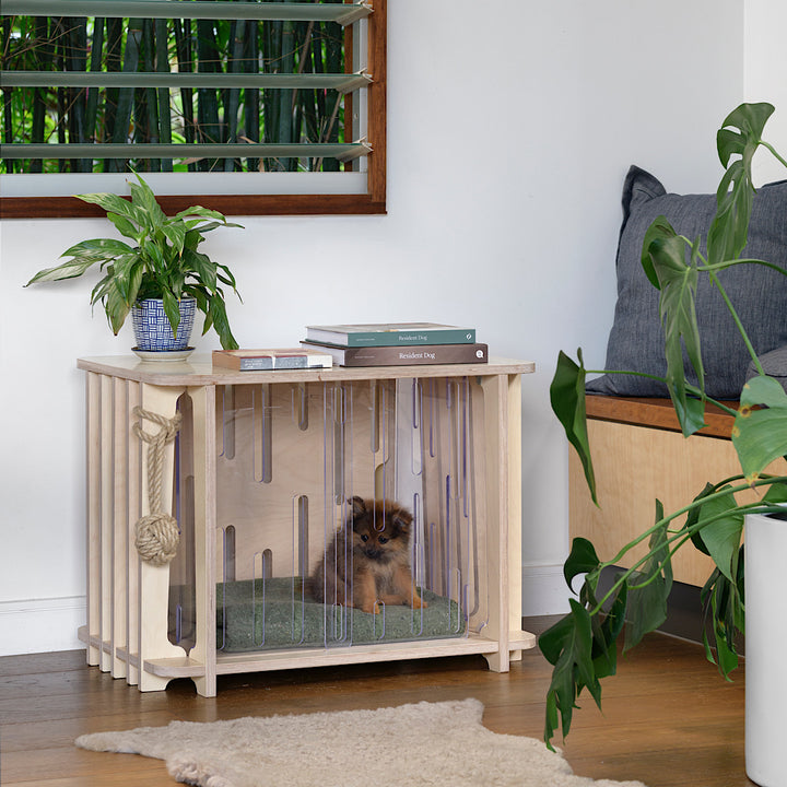 Puppy training is easy with Teddy, the stylish dog crate from The Paws Room.