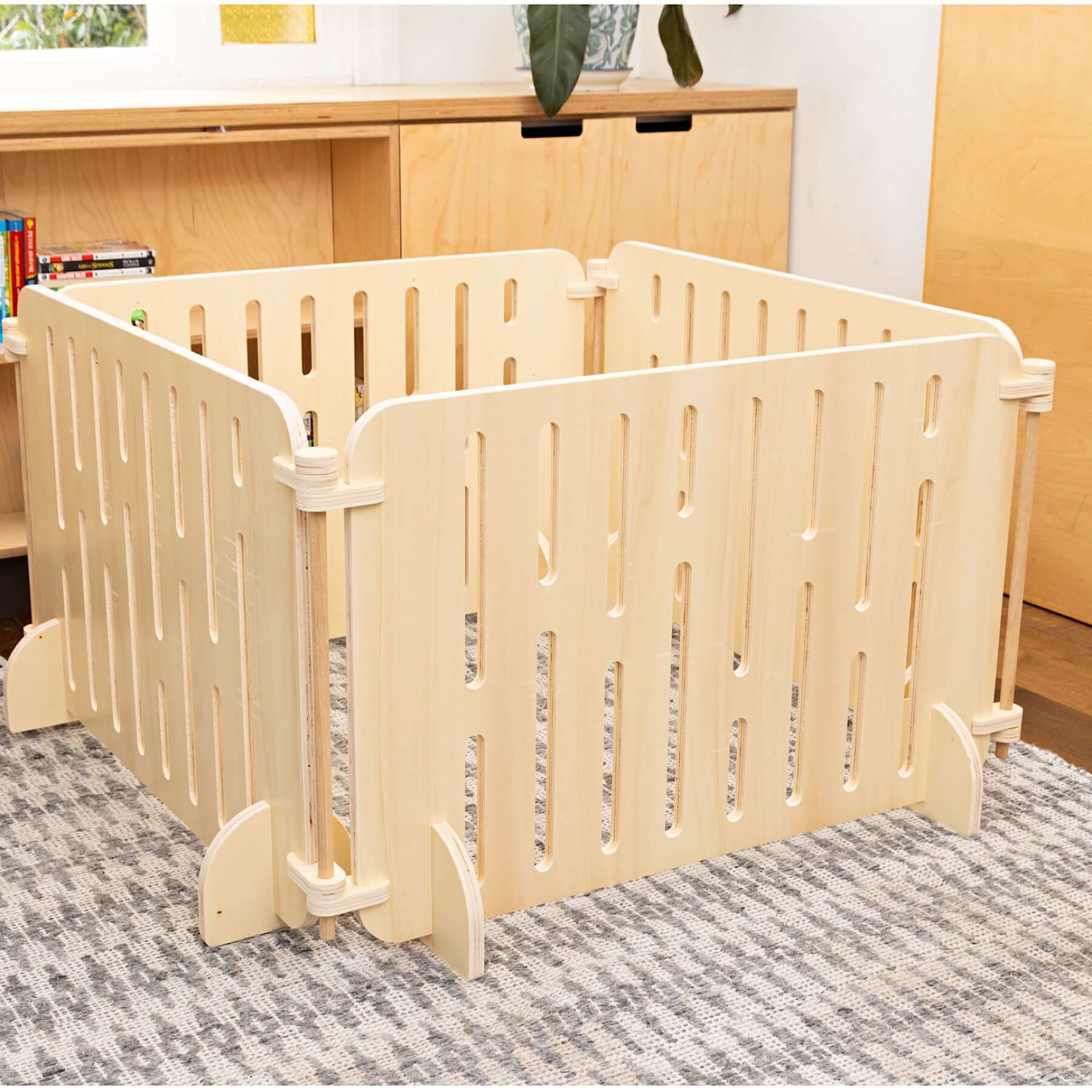 The 'Buddy The Modern Puppy Pen' showcased without a pet for a clear view